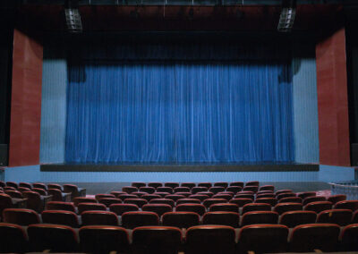 The Nellie W. Codding Theatre view from the mid walkway between stage-front seating and rear seating