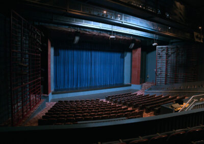 The Nellie W. Codding Theatre view of the stage from the midway left side between front and rear audience seats